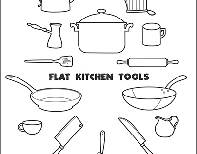 simple vector with editable strock of kitchen set