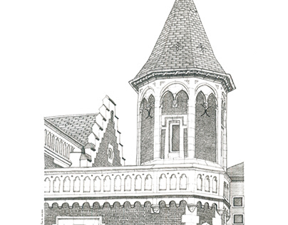 Dessin - Maison à tourelle gothique à Arras
