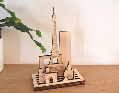Modular wooden cities sculptures