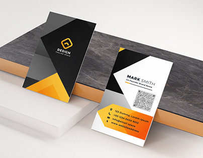 design minimalist business card with a logo and QR code