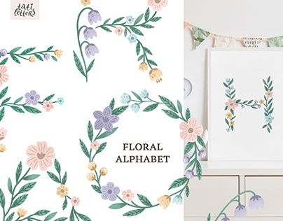 Pastel floral alphabet letters