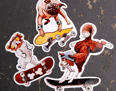 Skater Dogs Sticker Set