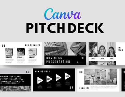 Canva Business Pitch Deck Black & White Grayscale Theme