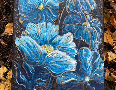 Decorative flowers in acrylic on canvas