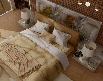 Elegance in the Desert: Modern Rattan Bedroom Design