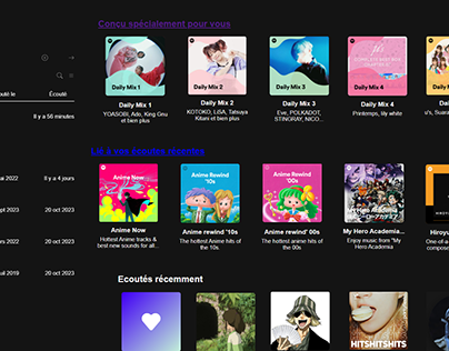 Page d'accueil de Spotify