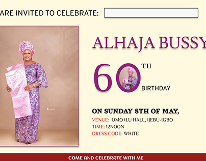 Invitation card for Alhaja Bussy at 60