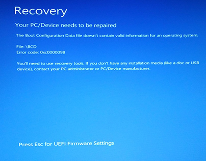 Recovery your PC device needs to be repaired
