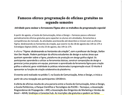 Release Oficinas na FAMECOS - PUCRS 2022/2