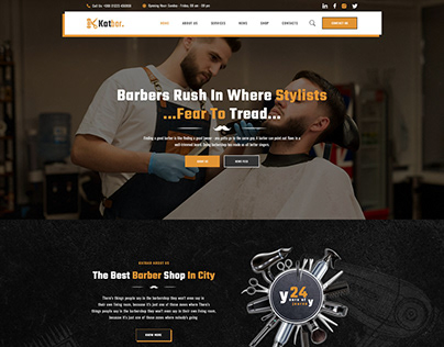 Barber Shop PSD Website landing page