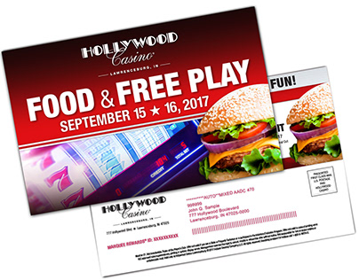 Hollywood Casino Postcard Mailers