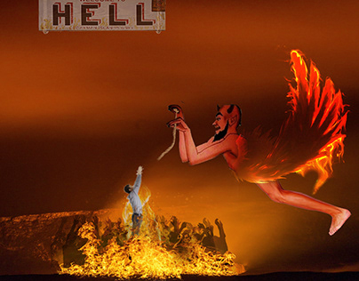 satan welcoming sinners to hell