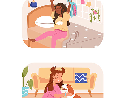 Set of different situations of kid`s life illustration