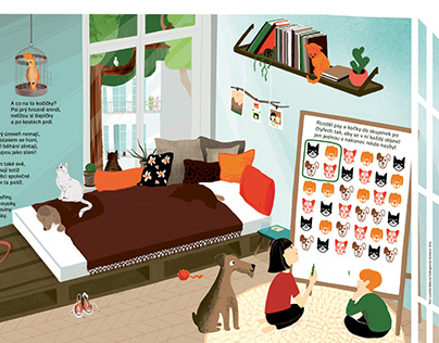 Illustration with fun quiz about cats and dogs