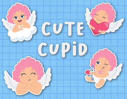 Cute cupid | Stickers, pattern, postcard