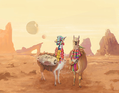 Star wars Llamas Error 404 - Ilustración
