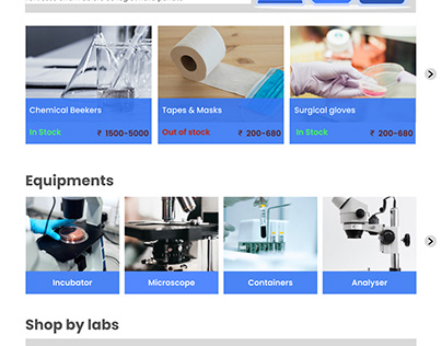 Lab Equipment selling web page UI design