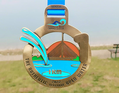 Medal design for swimming marathon