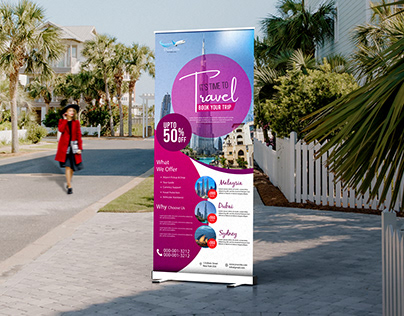 Travel Tour Rollup Banner PSD Free Download