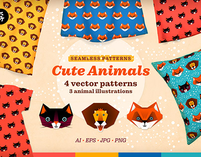 Cute Animals Seamless Vector Pattern