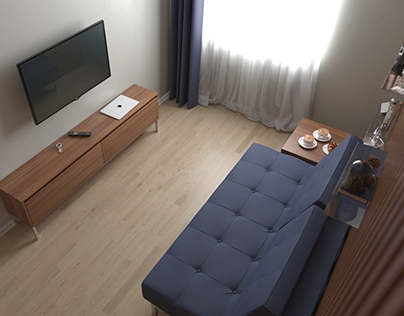 Design living room in standard Russian apartment
