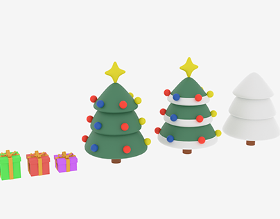 Christmas Tree and Gift Boxes 3D model