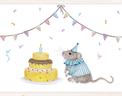 Birthday card - Little mouse is celebrating