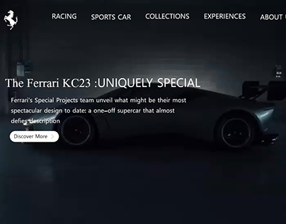 UI landing page for Ferrari website