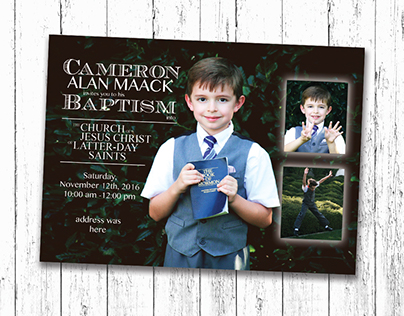Cameron LDS Boy Baptism Invitation