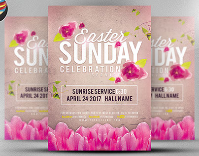 Easter Sunday Celebration Service Flyer Template