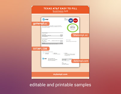 Texas AT&T easy to fill utility business bill template