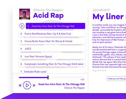 Music Storytelling App UI - First Mockup