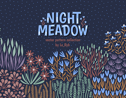 Night Meadow | Vector pattern collection