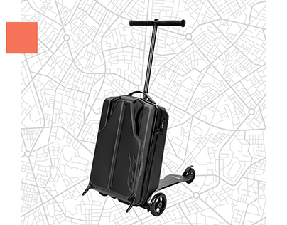 Black Scooter with Integrated Suitcase