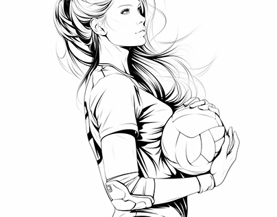 Coloring Page Volleyball Player