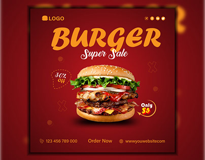 Burger social media post design