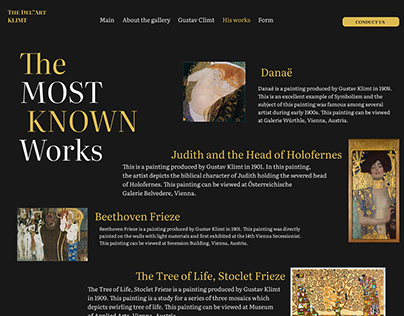 Website for an Art Gallery For Gustav Klimt