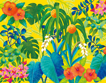 Tropical plant illustrations for magazine cover