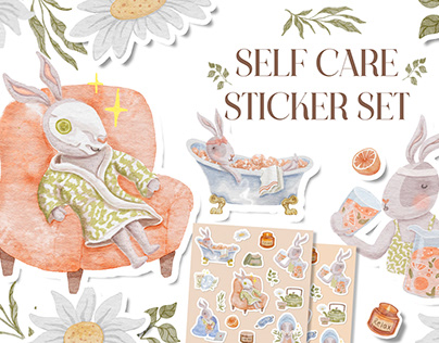 Self Care Watercolor Sticker Set