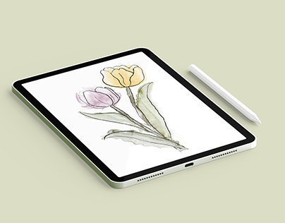 "Sulu Boya Çiçekleri" Illustrasyon