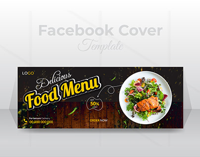 Food menu faceboock cover design template