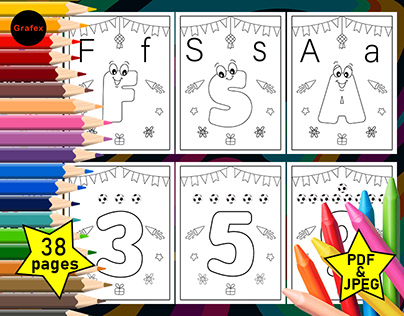 36 Letters and numbers coloring pages for kids