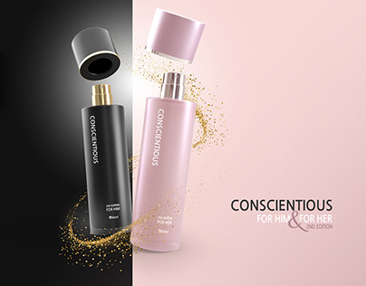 3D render of Conscientious cosmetics packaging