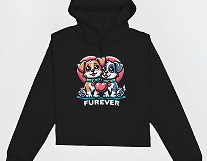 Furever design on black hoodie