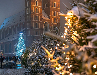 Krakow on a snowy day