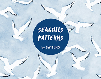 Watercolor Seagulls Pattern set