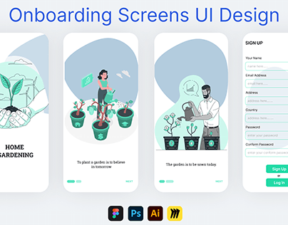 Home Gardening Onboarding Screens UI Design