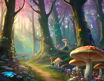 A magical forest full of fascinating creatures.
