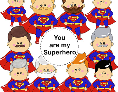 You are my Superhero cute illustrations
