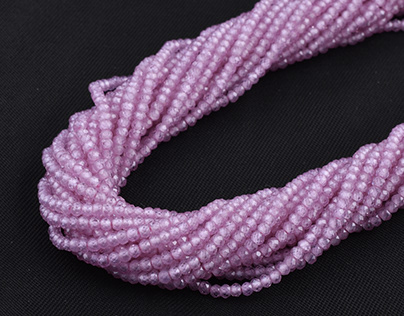 2mm Micro Pink Cubic Zirconia Rondelle Gemstone Beads